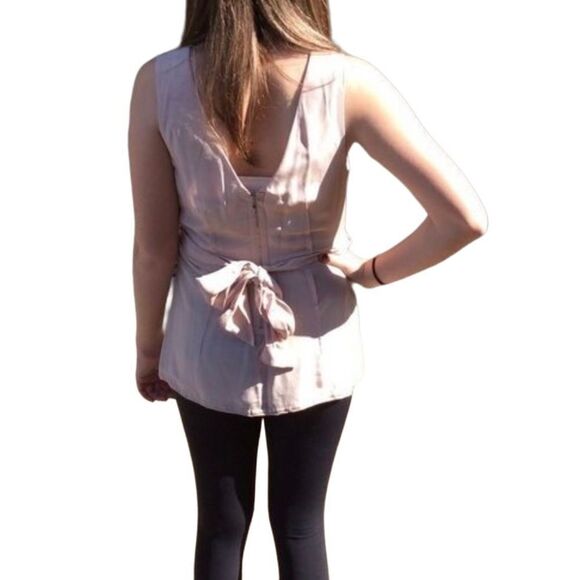 Y2K Silk Peplum Wrap BCBG Maxazria Pink Blush V Neck Fit Flare Sleeveless S VTG - Picture 2 of 10